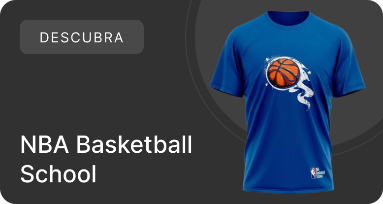Camisa azul com bola de basquete estampada da NBA Basketball School